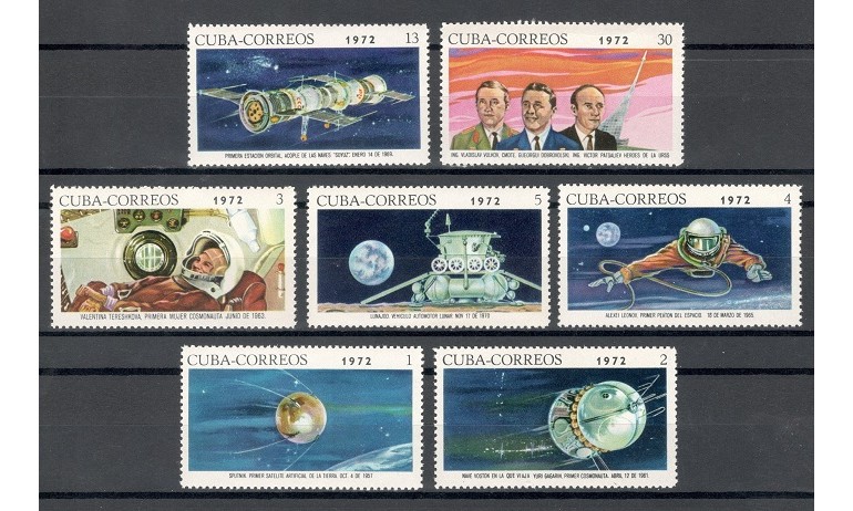 CUBA 1972 - COSMOS - SERIE DE 7 TIMBRE - NESTAMPILATA - MNH / cosmos332